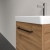 Villeroy & Boch Avento Wall Hung Vanity Unit RH with Basin 450mm Wide - Oak Kansas with Black Handle